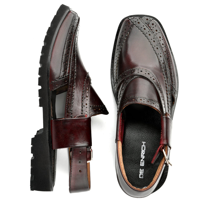 NOUROZE CHAPPAL MAROON BURNISHED